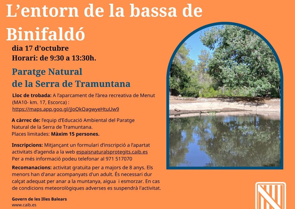 Cartel oficial de la actividad L’entorn de la bassa de Binifaldó