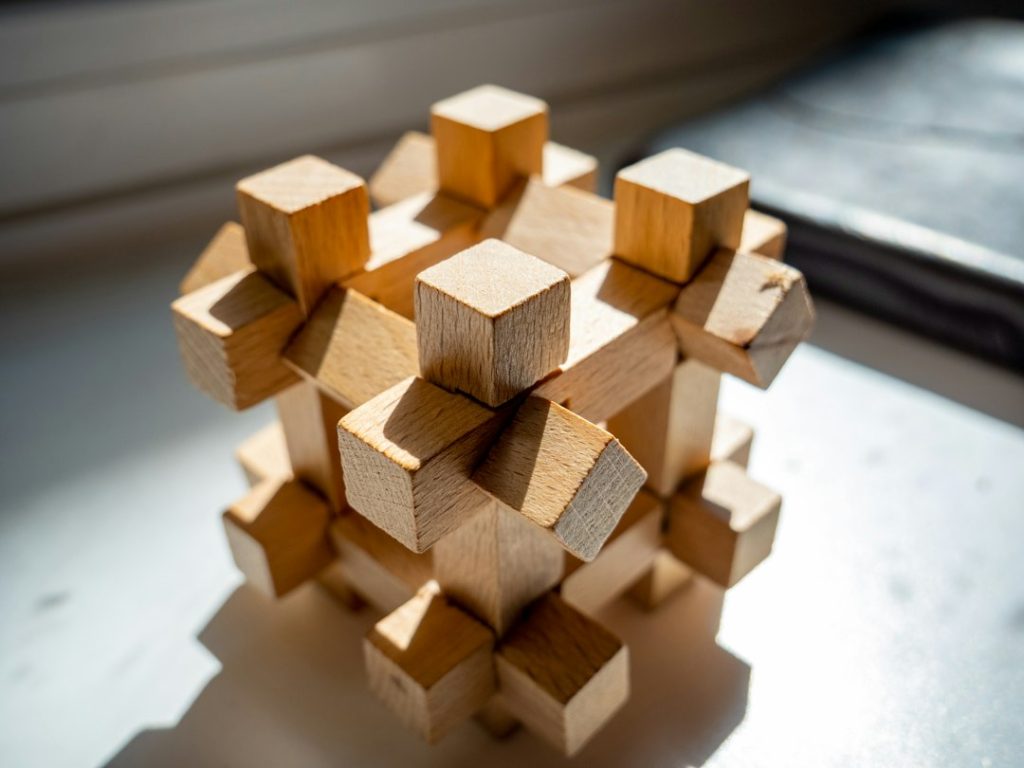 Piezas de madera de un juego sobre una mesa, imagen de archivo que no corresponde a esta actividad