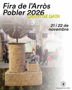 Cartel de la Fira de l'Arròs Pobler 2026 de sa Pobla anunciando el cambio de fecha al 21 y 22 de noviembre