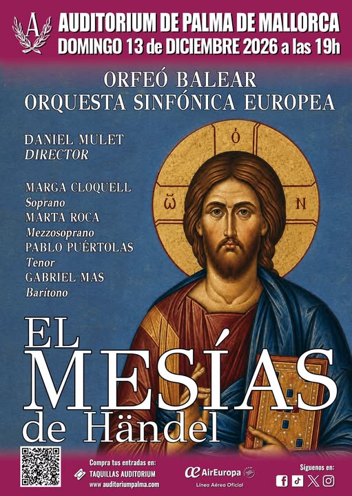 Cartel de El Mesías de Händel en el Auditorium de Palma, domingo 13 de diciembre de 2026 a las 19:00