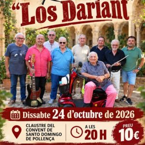 Cartel del concierto de Los Dariant, sábado 24 de octubre de 2026 a las 20:00 en el Claustre del Convent de Santo Domingo de Pollença