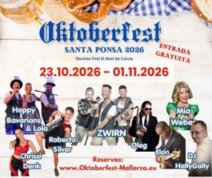Cartel del Oktoberfest Santa Ponsa 2026, del 23 de octubre al 1 de noviembre en el recinto ferial El Molí de Calvià