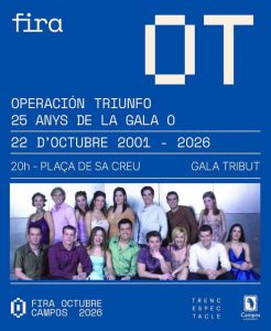 Cartel de la gala tributo «OT, 25 anys de la Gala 0», 22 de octubre en la plaça de sa Creu de Campos