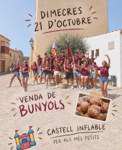 Cartel de los Quintos de Consell: venta de buñuelos y castillo hinchable, miércoles 21 de octubre